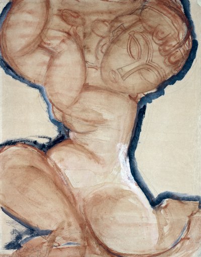 Pink Caryatid with a Blue Border, c.1913 by Amedeo Modigliani